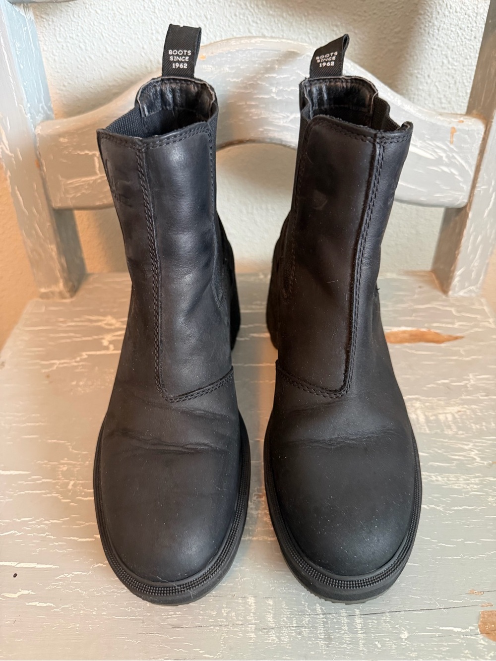 Sorel Black Slip-On Chelsea Booties with Polar Bear Logo